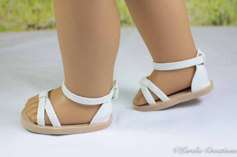 American Girl or 18 inch doll Shoes SANDALS Flats in WHITE Or Etsy