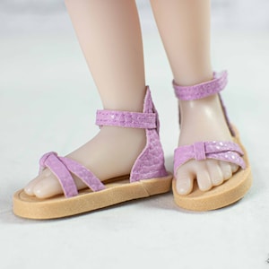 SIBLIES Ruby Red Fashion Friends Doll Shoes SANDALS Flats in ORCHID  Lavender Purple Faux Leather Crisscrossed Toe Straps Closed Heel