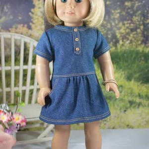 18 Inch Doll DRESS in Denim with Bracelet and BOOTS Option