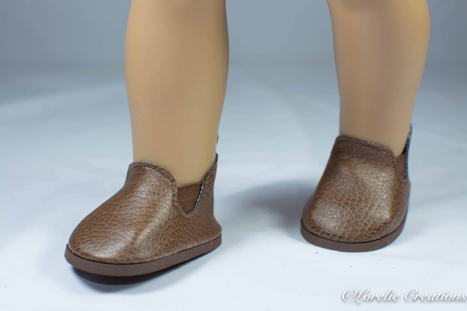 Doll Ankle BOOTS In Short Length Brown Tan Faux LEATHER For Girl Or Boy doll-ankle-boots-in-short-length-brown-tan-faux-leather-for-girl-or-boy
