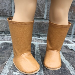 BOOTS Shoes in GINGER PUMPKIN Mustard Faux Leather for 18&quot; Doll