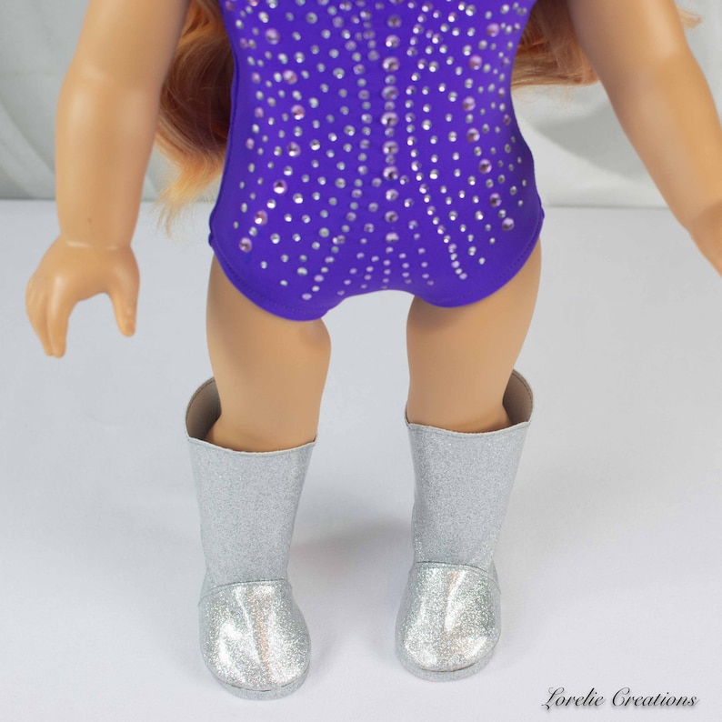 BOOTS SILVER Glitter Sparkle with Designer RED Soles for 18 Doll image 9