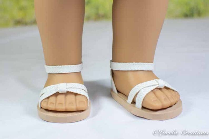 American Girl or 18 inch doll Shoes SANDALS Flats in WHITE Or Etsy