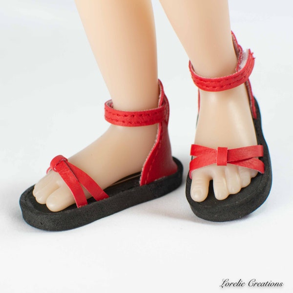 SIBLIES Ruby Red Fashion Friends Doll Shoes SANDALS Flats in RED Faux Leather with Crisscrossed Toe Straps and Closed Heel