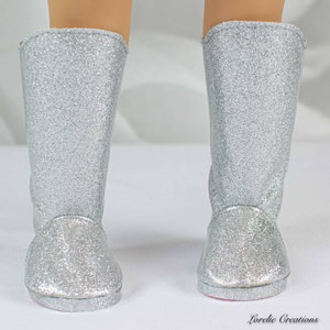 BOOTS SILVER Glitter Sparkle with Designer RED Soles for 18 Doll image 7