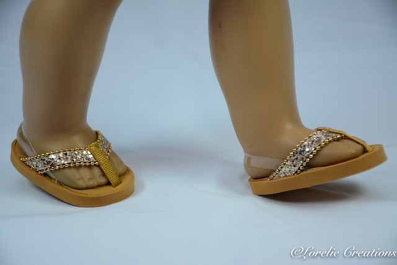 American Girl or 18 inch doll FLIPFLOPS SANDALS SHOES in Gold Etsy