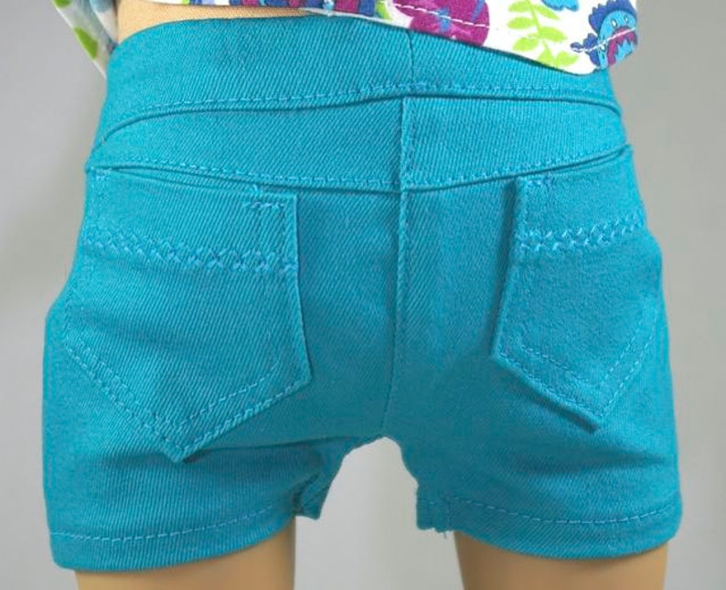 TURQUOISE Blue SHORTS Pants Denim Twill with Four Working Etsy