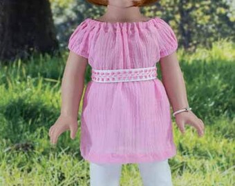 American Girl or 18 Inch Doll DRESS Tunic Top LEGGINGS Belt Bracelet and SANDALS Option