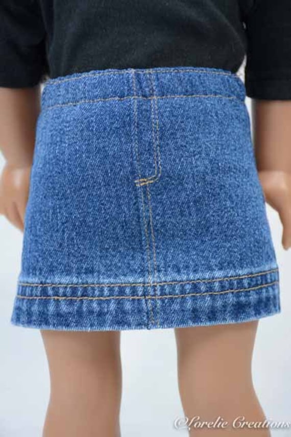 Retro Eighties Denim MINI SKIRT with Detail Stitching for 18" Doll