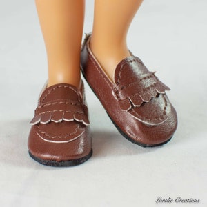 Ruby Red Fashion Friends Doll LOAFERS Shoes in BROWN Faux Leather with Fringe Trim