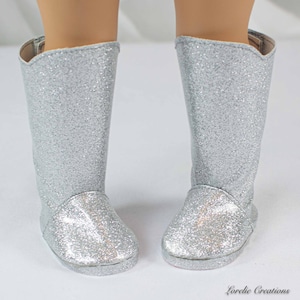 BOOTS SILVER Glitter Sparkle with Designer RED Soles for 18 Doll image 3