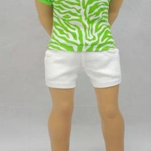 Summer WHITE SHORTS Pants Denim Twill with Four Working Pockets and Stitching Details for 18 Inch Doll Bild 4
