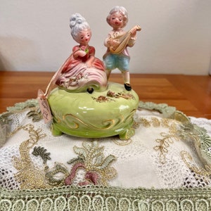 Josef Originals Music Box Figurine, Vintage Music Box, Josef Originals Porcelain Musical Figurine, &quot;Melody of Love&quot; Music Box Song