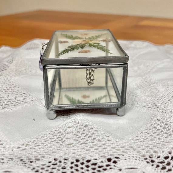 Vintage Jewelry Box, Glass Trinket Box, Pressed F… - image 8