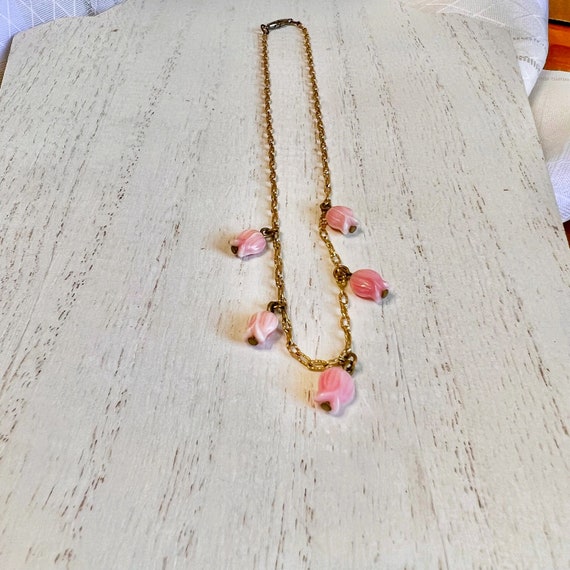 Vintage Pink Rose Floral Necklace, Gifts for her,… - image 7
