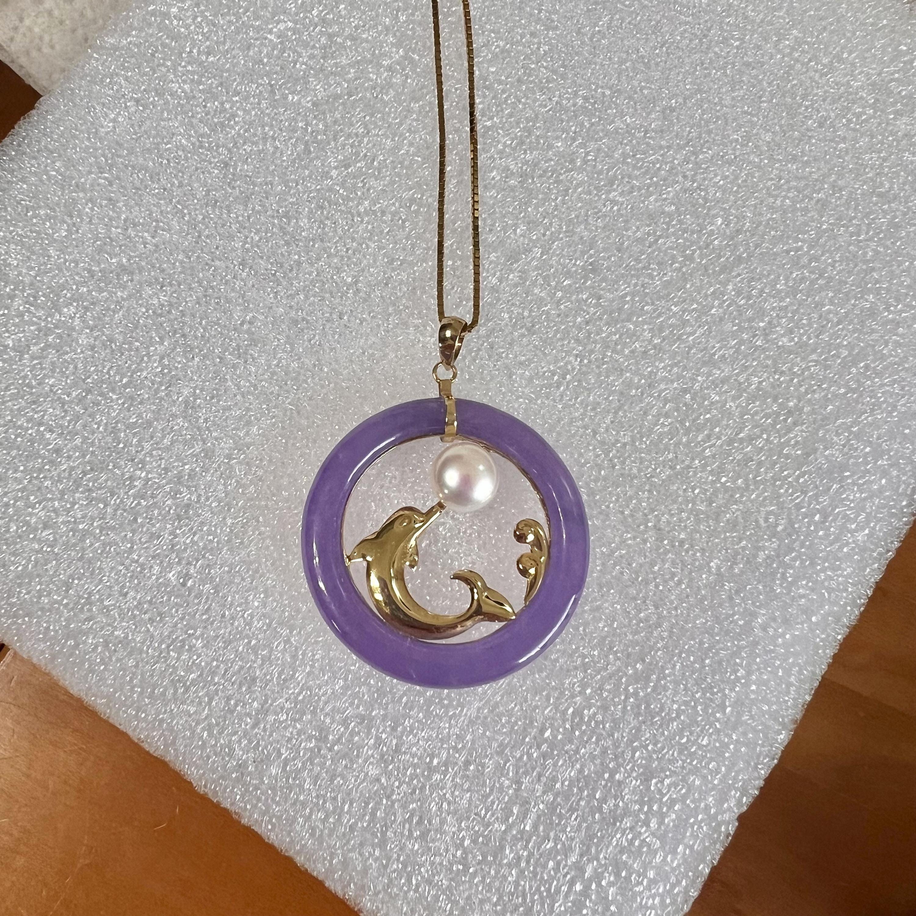 Vintage Purple Jade Hawaiian Dolphin Pearl Necklace, Hawaiian Jewelry ...