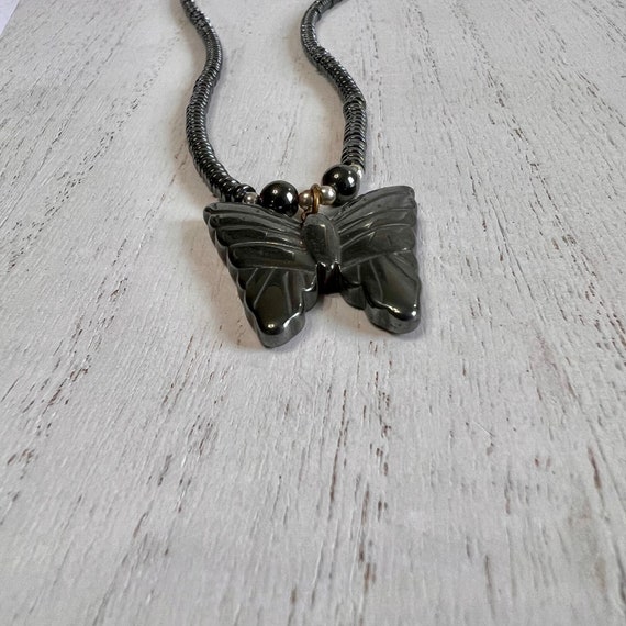 Magnetite Vintage Butterfly Beaded Necklace, Magn… - image 9