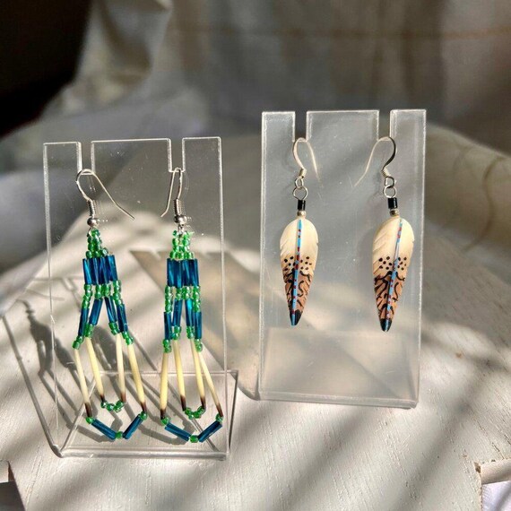 Vintage Handmade Authentic Native American Earrin… - image 1