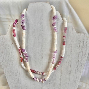 2 Vintage Hawaiian 9 Shell Necklaces, Hawaiian jewelry, Tropical Shell Necklaces