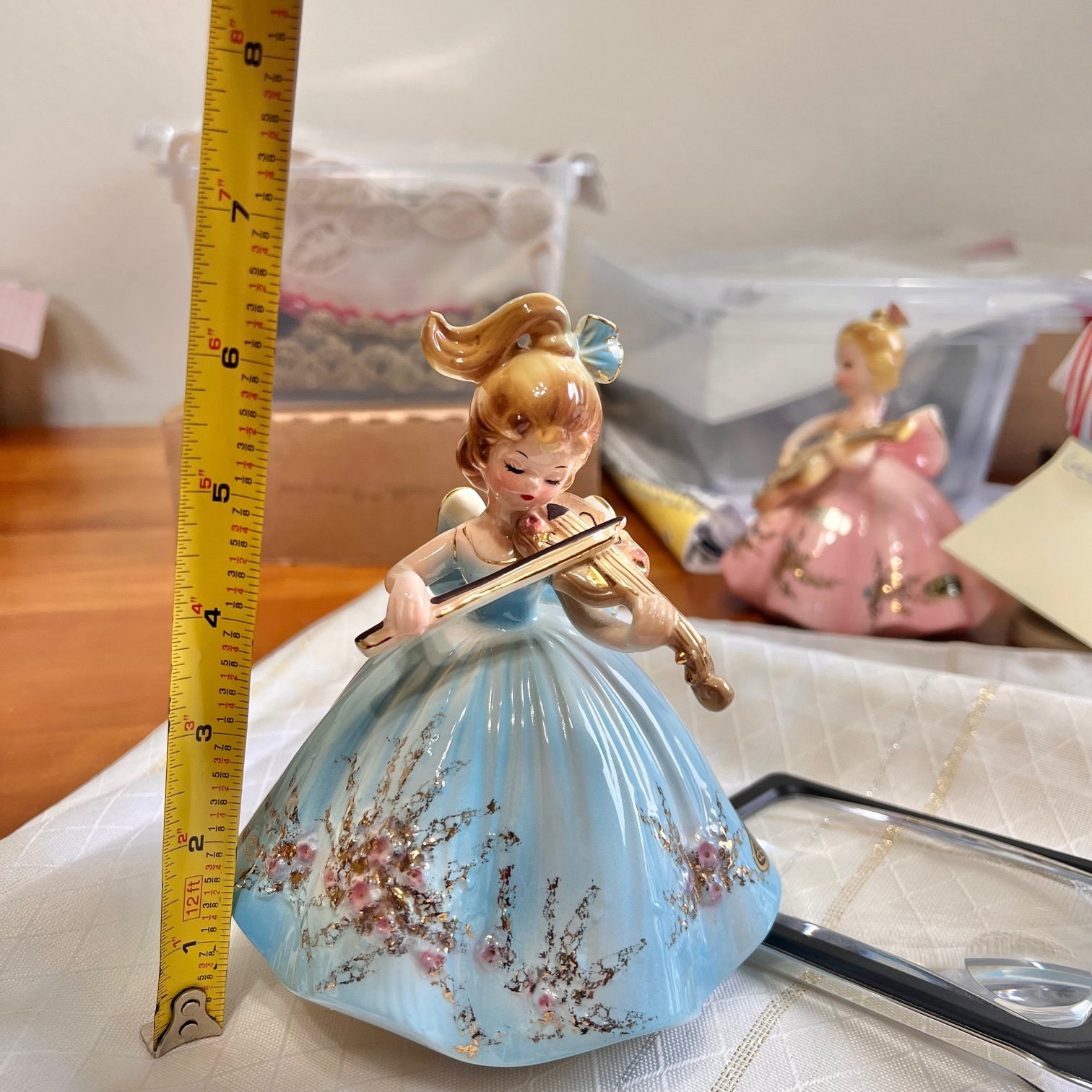 Josef Originals Musical Figurine Girl With Violin, Vintage