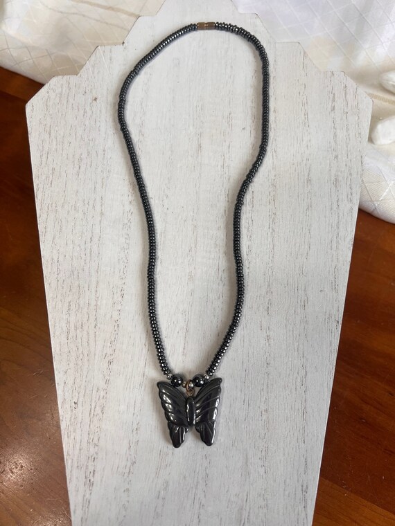 Magnetite Vintage Butterfly Beaded Necklace, Magn… - image 4