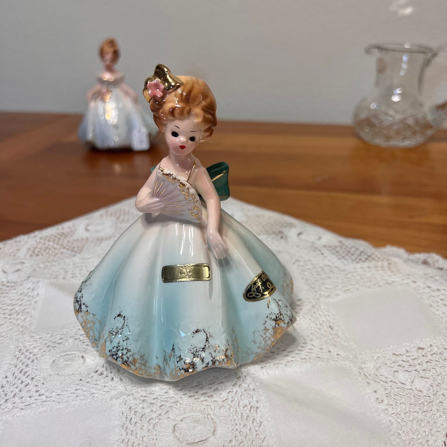 Iwatsuki Retro Pottery Doll Woman Vintage Green Dress | eBay