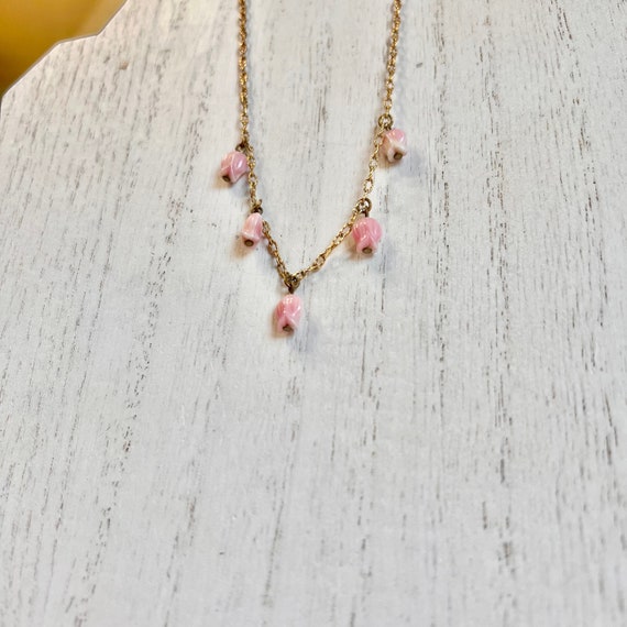 Vintage Pink Rose Floral Necklace, Gifts for her,… - image 6