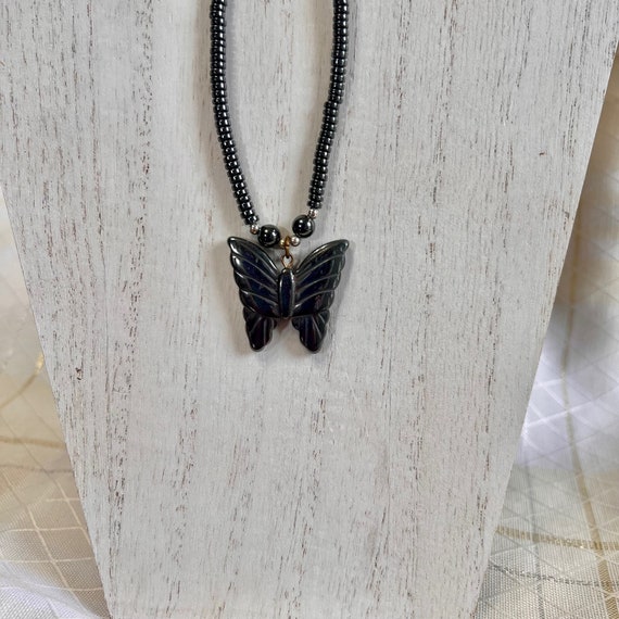 Magnetite Vintage Butterfly Beaded Necklace, Magn… - image 8