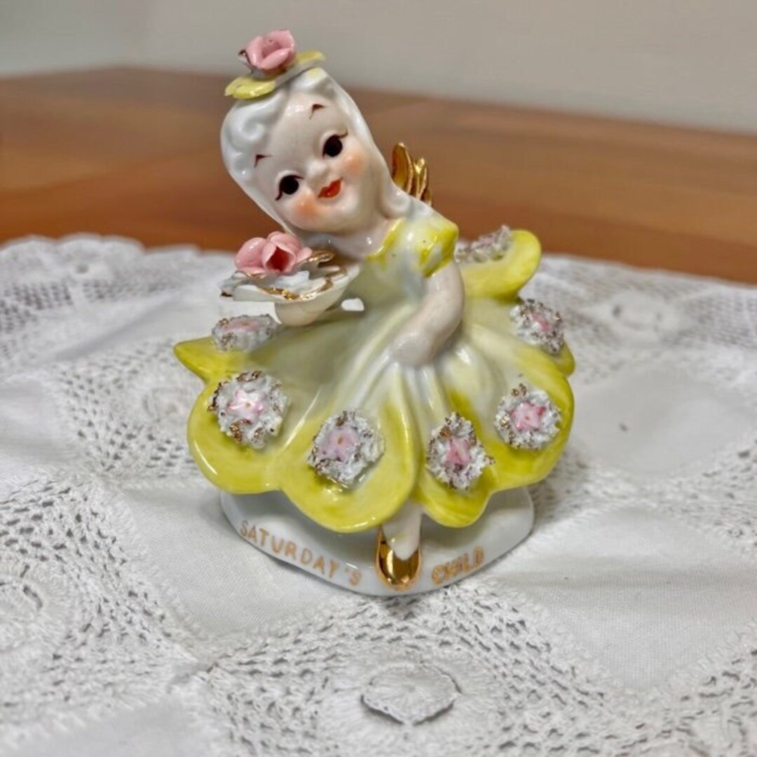 Vintage Lefton China Figurine, Lefton SATURDAY'S CHILD DOLL, Birthday