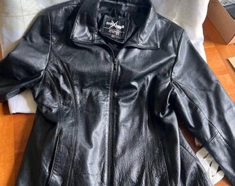Wilson's Vintage Leather Jacket, Women's Black Leather Jacket, Black Leather Coat, Wilson's Leather Clothing, Women's Vintage Maxima Jacket