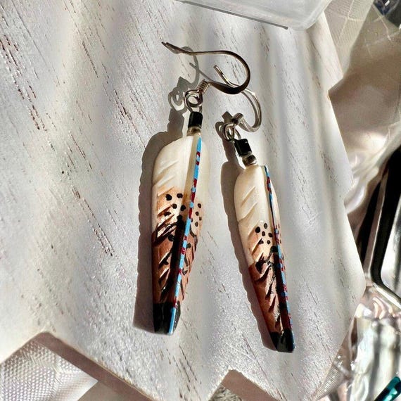 Vintage Handmade Authentic Native American Earrin… - image 9
