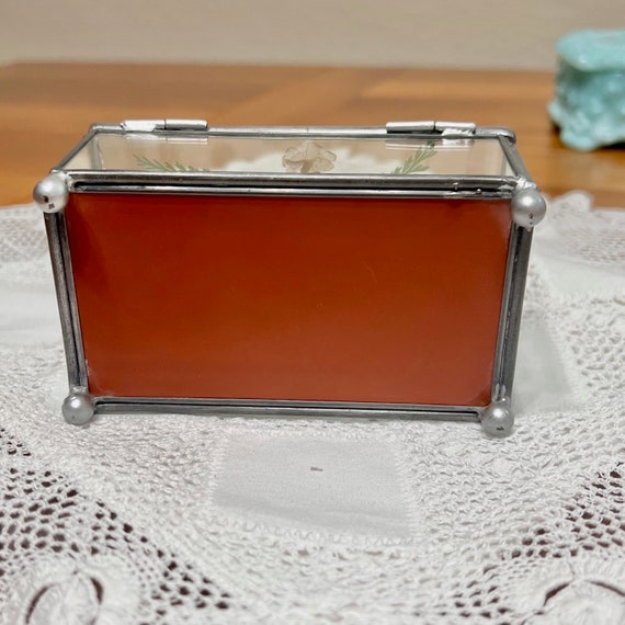 Vintage Jewelry Box, Glass Trinket Box, Pressed F… - image 4