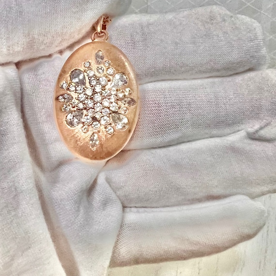 Vintage 14KT Rose Gold Plate CZ Necklace & Earrin… - image 4