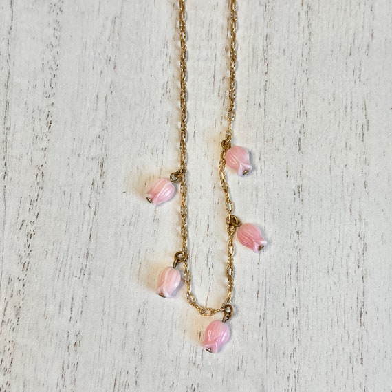 Vintage Pink Rose Floral Necklace, Gifts for her,… - image 2