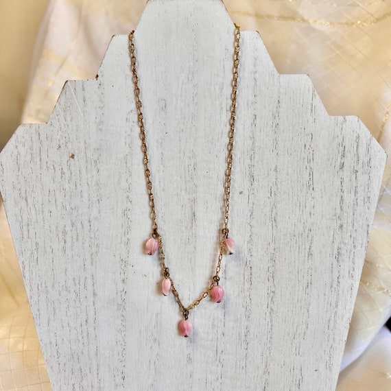 Vintage Pink Rose Floral Necklace, Gifts for her,… - image 3