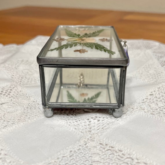 Vintage Jewelry Box, Glass Trinket Box, Pressed F… - image 9
