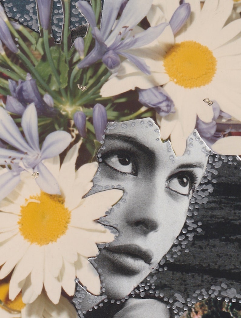 INNOCENT DANGER Collage SIGNED Original Artwork Mixed Media Outsider Art 5X7 By Found Object Artist Luanie LA102
