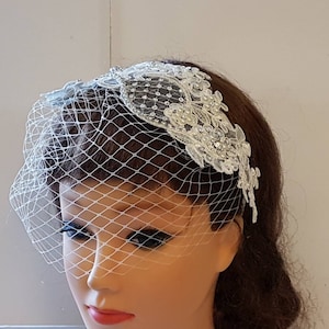 Birdcage Blusher Veil, Birdcage veil with hair Fascinator Hair Accessory, wedding Lace Headband veil, Bridal hair piece, Wedding hair piece,