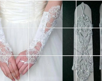 Spitze Brauthandschuhe: Fingerlose Perle Perlen Hochzeit Handschuhe