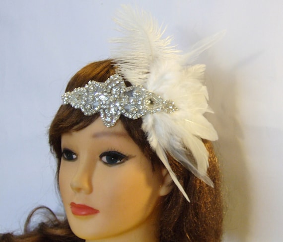 Feather Headband Flapper Hair Clip Rhinestone Crystal Vintage Gatsby Style Amazon.com: BABEYOND 1920s Flapper Headband Crystal Great  main image 4
