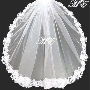 Brautschleier, 1-Tier-Spitzenrand-Brautschleier, 23 &quot;langer Brautschleier, schimmerndes Weiß, schimmerndes Elfenbein Mädchen-Kommunionschleier