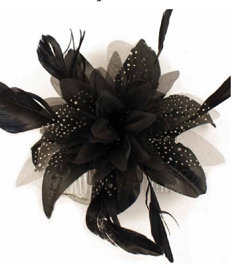 Flower fascinator, Feather Fascinator, flower hair comb, Wedding,bridesmaid, Race, PromHair fascinator. hair piece. wedding hair accessory image 5