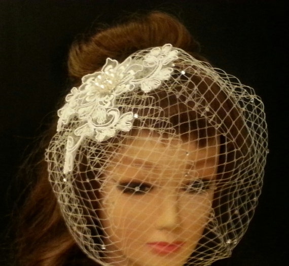 Jovono Fascia Per Capelli In Pizzo Con Velo E Fiore, Anni '20, Copricapo Da Sposa E Cocktail