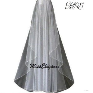 Bridal Veil, 1 Tier Veil, Single tier Ribbon edge veil  #Wedding veil, Traditional veil, Shoulder length 23&quot; to Long Cathedral length 108 &quot;