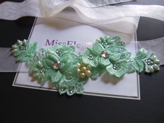 Wedding Bridal Sash Prom Dress Green Belt Bridal Accessory Etsy