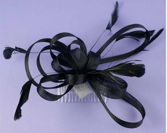 Fascinador negro, crema, fascinador blanco, fascinador de peine de plumas, peine de pelo de dama de honor de boda, Ascot, fiesta de graduación, cóctel, accesorio para el cabello de damas