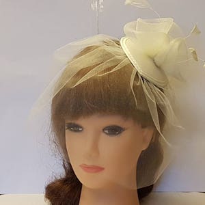 Bridal Birdcage Veil Fascinator: Crinoline Flower Hairpiece