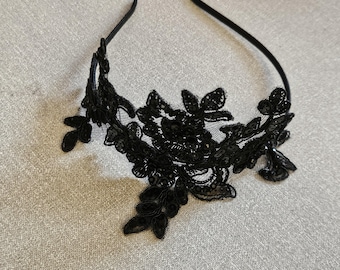 Black Lace Fascinator Headband, wedding Party Hair Piece