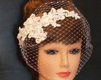 Birdcage Velo da sposa da sposa parrucchino bianco avorio #birdcage velo fascinator nuziale accessorio Busher velo pizzo fascinator velo Crystal Pearl