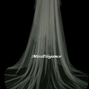 2 Tier Veil Cathedral Length 30&quot;108&quot; White,Ivory Bridal Veil,Wedding Veil,Plain,diamonte or pearls CUT EDGE with detachable comb and loops.